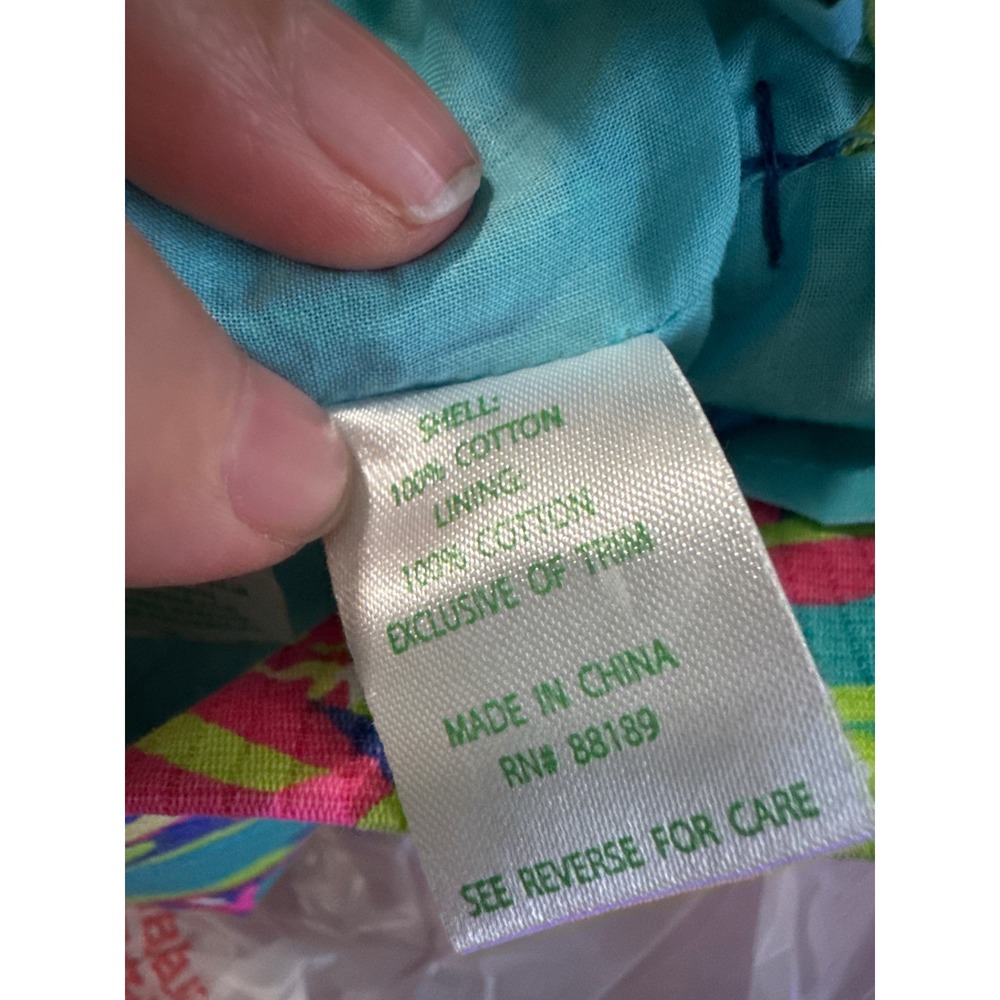 Lilly Pulitzer Multicolor neon Delia Paisley Lace Trim Cotton Shift Dress  6 - Picture 8 of 8